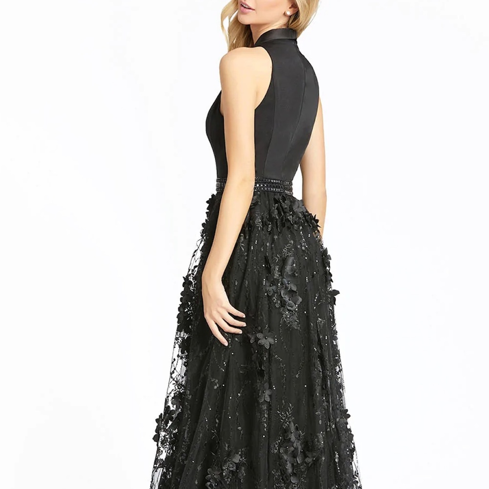 TUXEDO INSPIRED FLORAL EMBROIDERED GOWN - Picture 2 of 12